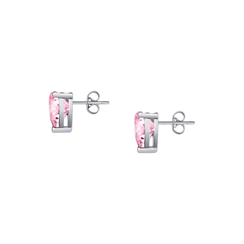 CHIARA FERRAGNI Brass Zircon Stud Earrings Women's Pink-1