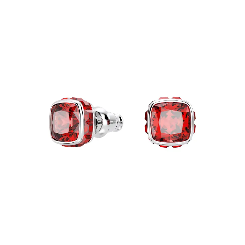 Swarovski Cubic Zirconia Rhodium-Plated Faux Crystal Stud Earrings Women's Red-1