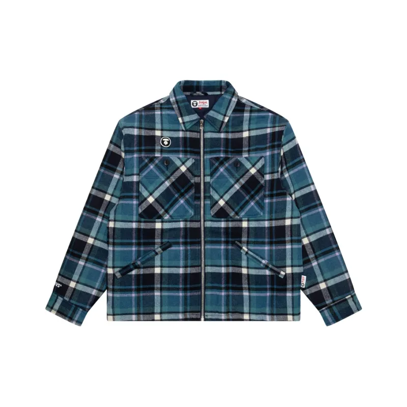 Aape Check print Zip up Shirt-2