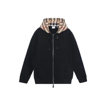 Burberry Check Hood Cotton Hooded Top