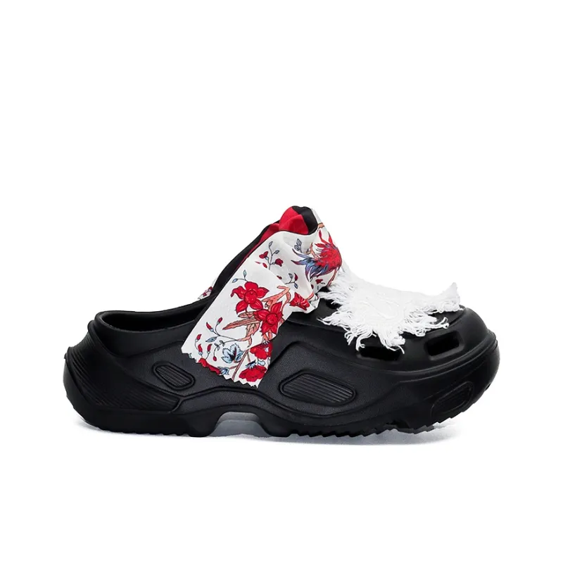 OUBT Vintage Thorn Filigree Towel, Street Cool And Stylish Clogs Unisex Black-1