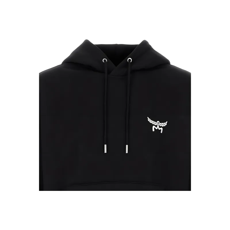 MCM Logo Detailed Drawstring Hoodie-4