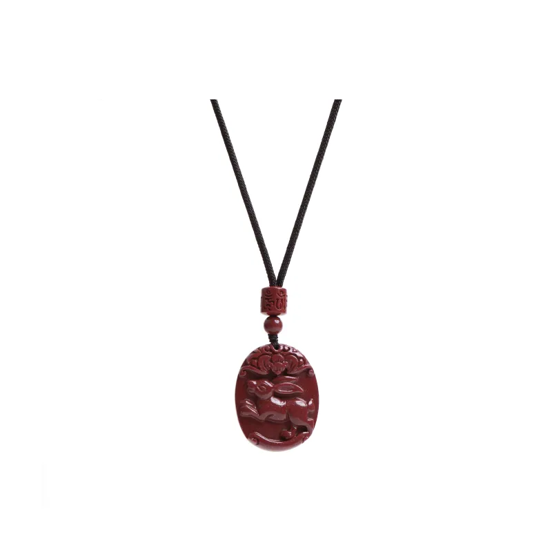 Yo sheng Reconstructed Cinnabar Jade Necklaces Unisex-10