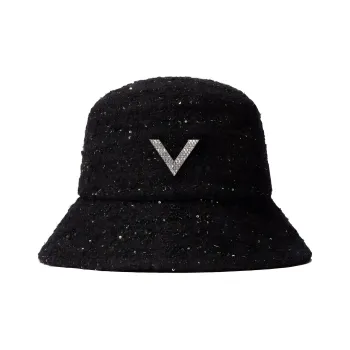 Valentino Viscose Cotton Acrylic Polyamide Metal Fiber Wool Polyester Bucket Hats Women's Black