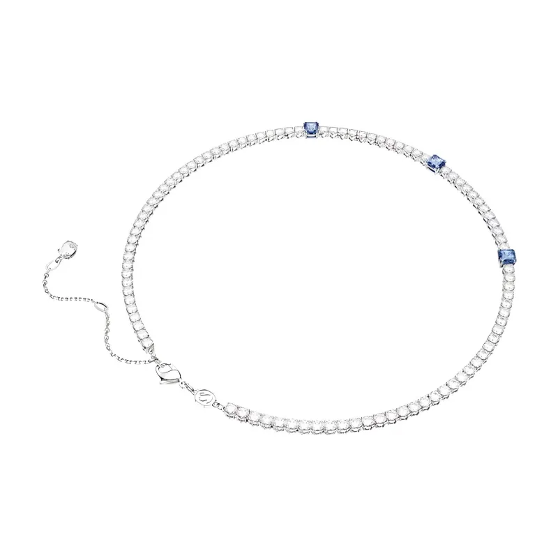 Swarovski Matrix Tennis Cubic Zircon White Gold-Plated Necklaces Women's Silver-1