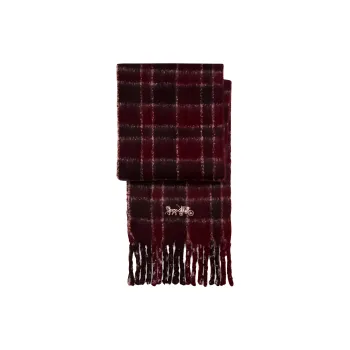 COACH Wool Knit Scarves Unisex Red