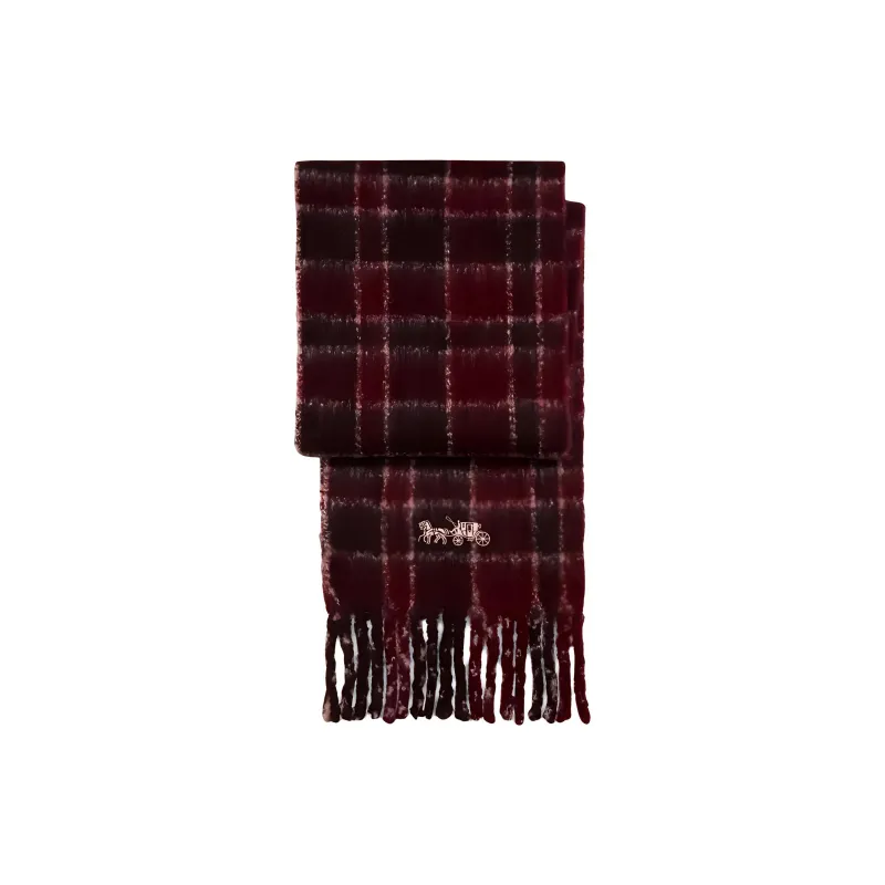 COACH Wool Knit Scarves Unisex Red-0