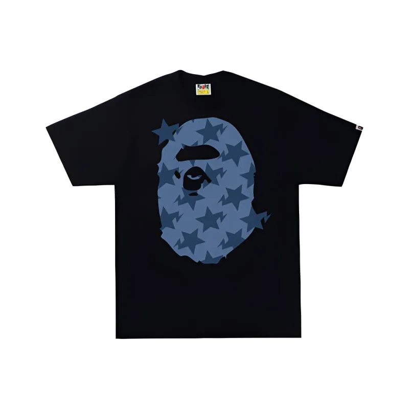 Bape Denim Sta Pattern Big Ape Head Tee-0