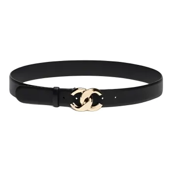 CHANEL Leather Belts Unisex Black 