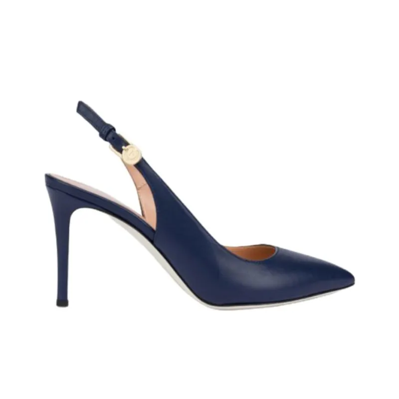 Pollini Slim Heel High Heels 8.5cm Women's Blue-1
