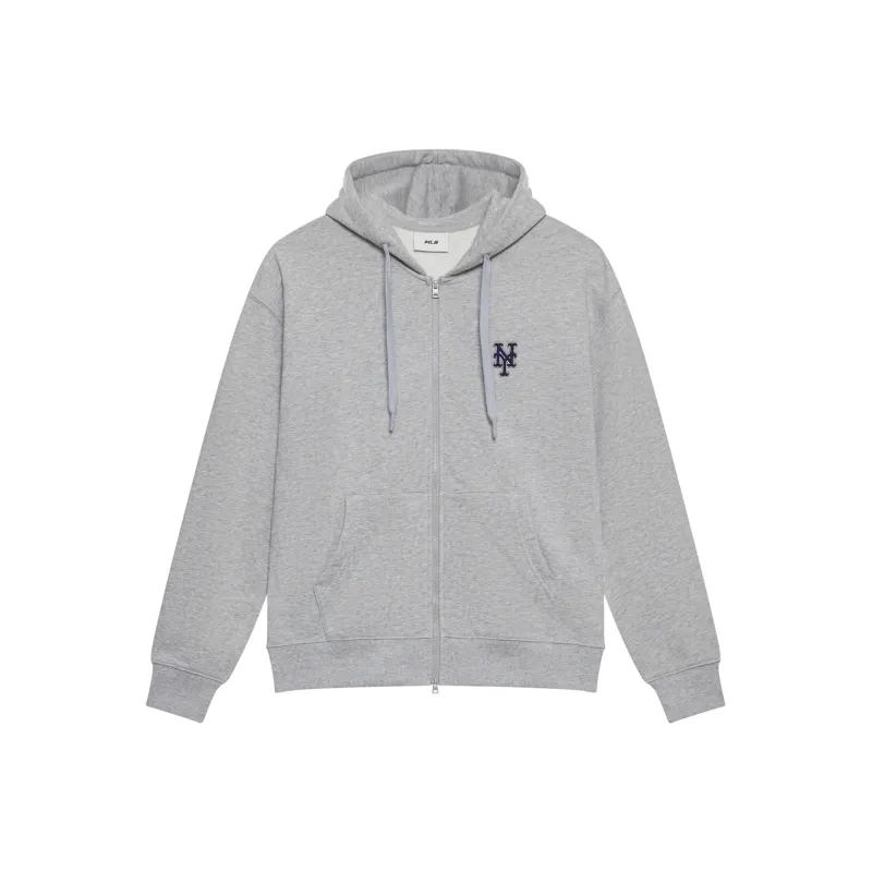 MLB Basic Collection New York Mets 24FW Zip Closure Cardigan Sweatshirt Unisex Heather Gray-0