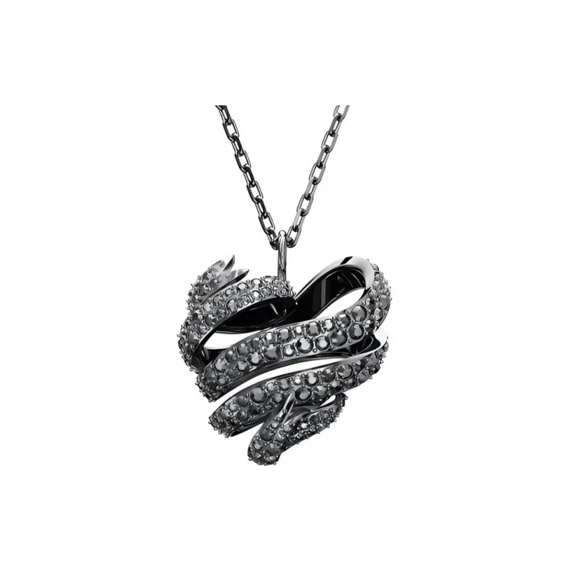Swarovski Volta Rhodium-Plated Chain Pendant Unisex Black-0