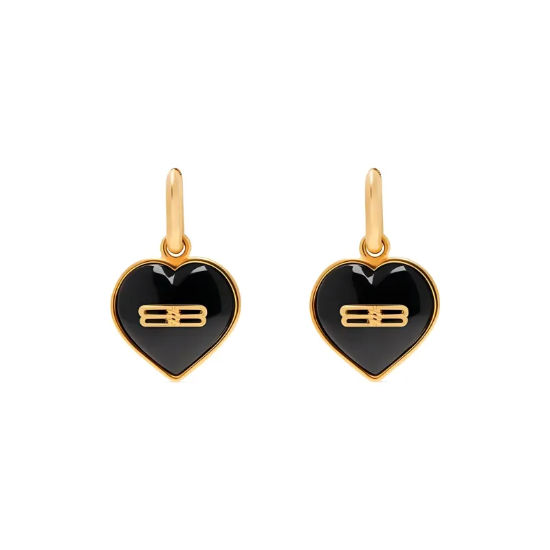 Balenciaga Brass Earrings Women's Black-0