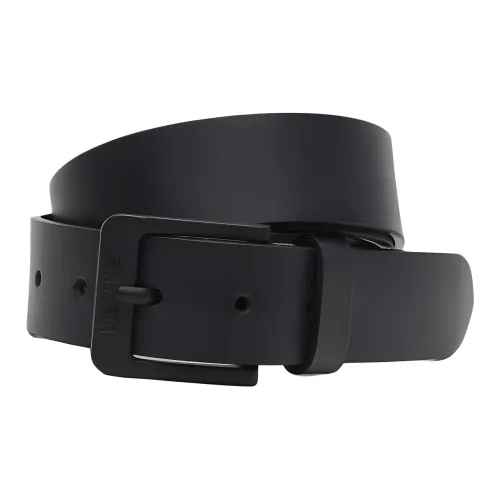 Levi’s Letter Logo Print Leather Leather Belts Men's Black Width 3.5CM