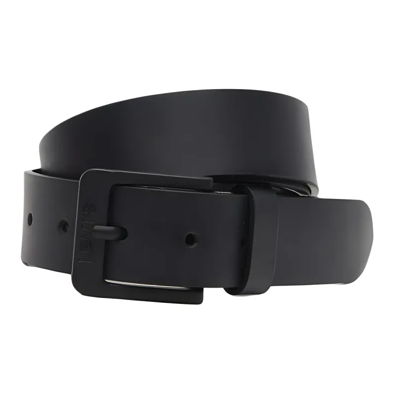 Levi's Letter Logo Print Leather Leather Belts Men's Black Width 3.5CM-0
