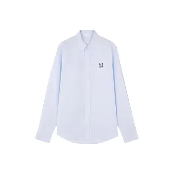 Maison Kitsune Fox Head Embroidered Long Sleeved Shirt