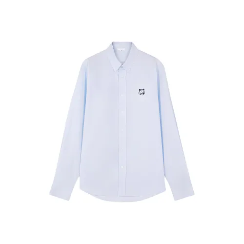 Maison Kitsune Fox Head Embroidered Long Sleeved Shirt