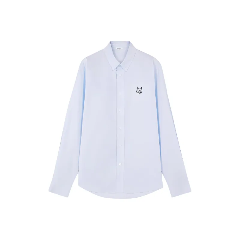 Maison Kitsune Fox Head Embroidered Long Sleeved Shirt-0