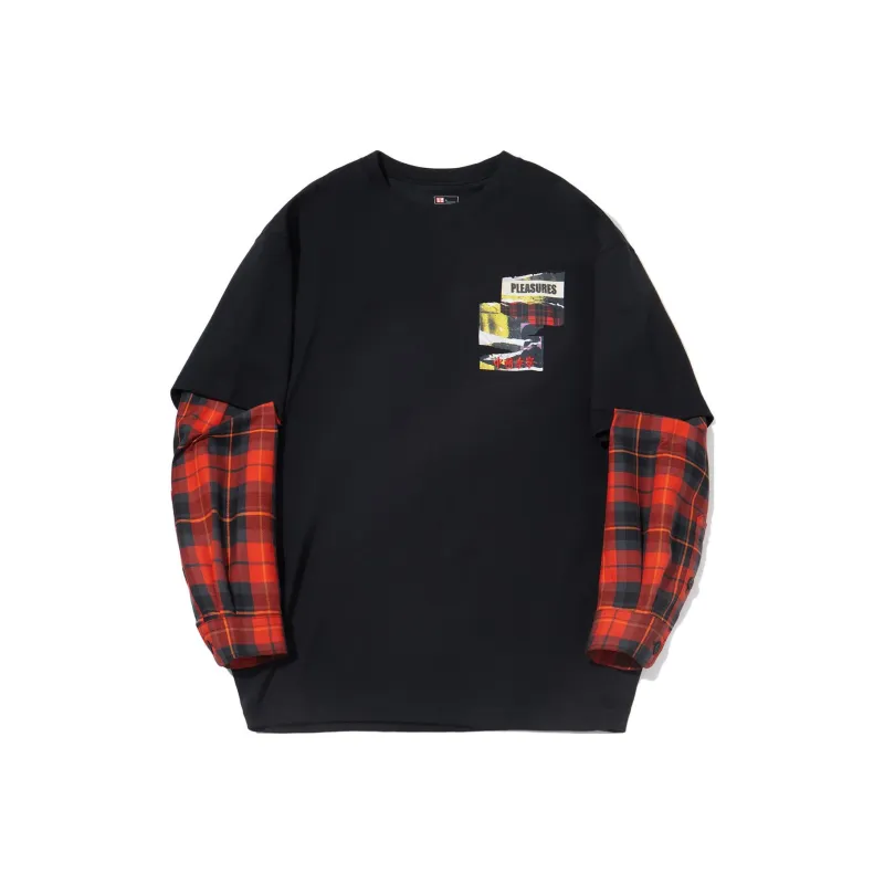 LiNing x PLEASURES Sweatshirt Men's Black Fiery Red Plaid Combo-0