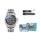 Silver Case Black Dial Silver Steel Band