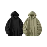 [2 Pcs Fleece-Lined]Black+Gray Pea Green