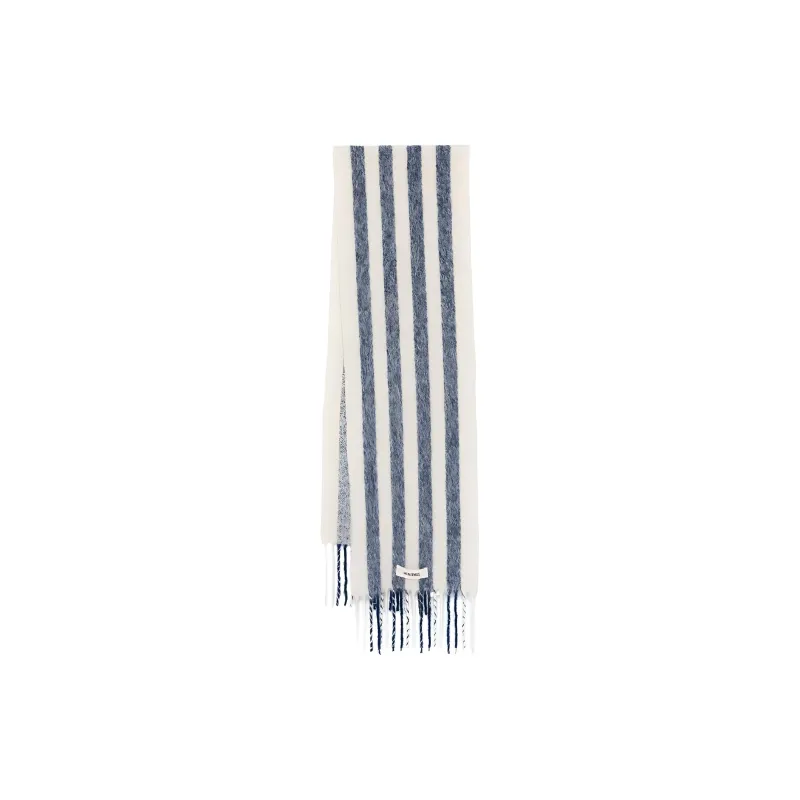 Jacquemus Striped Logo Patch Fringed Scarf-0