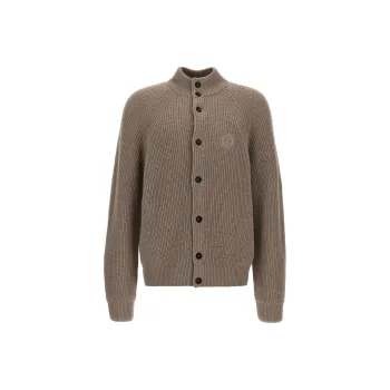 GIORGIO ARMANI Logo Embroidered High Neck Cardigan