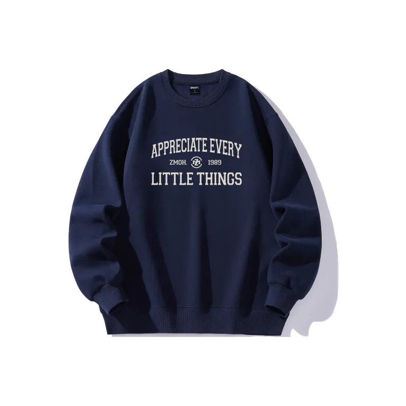 ZMOH Fleece Lined Crew Neck Sweatshirt Unisex Couple's-9