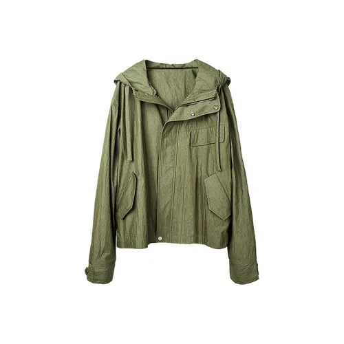 HUANXIANGZHE Jackets Unisex Army Green