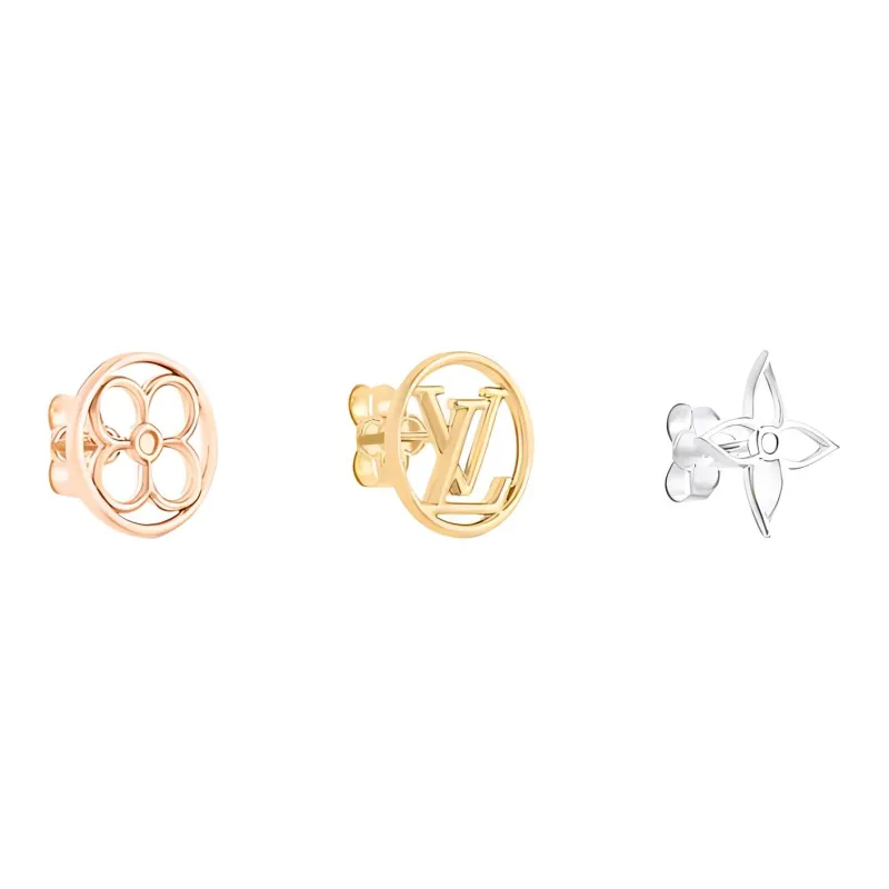 LOUIS VUITTON Metal Stud Earrings Women's Gold/Rose Gold/Silver-1