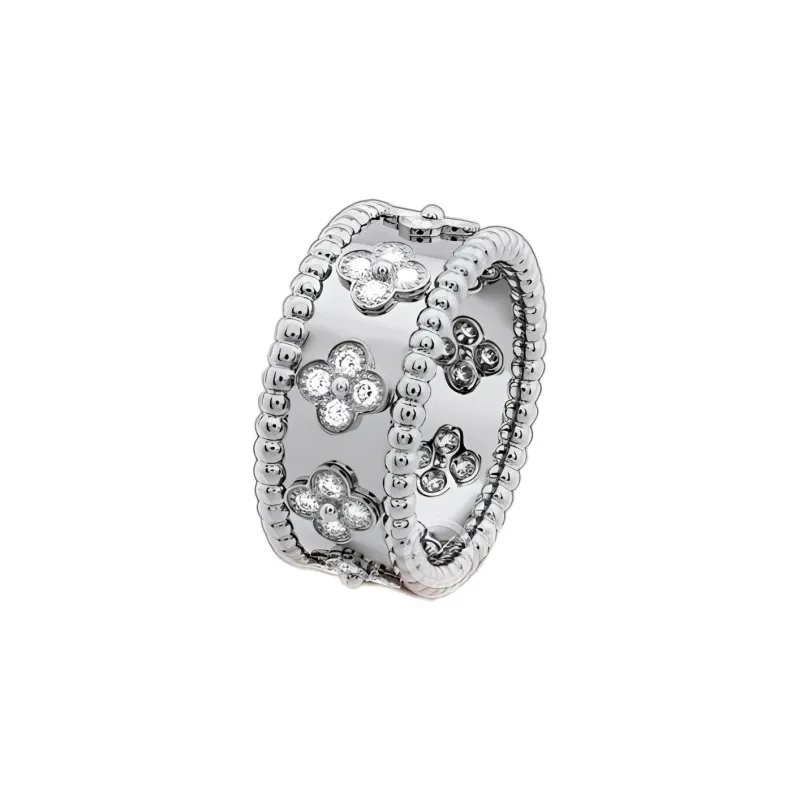 Van Cleef & Arpels Perlee Clovers White Gold Rings Unisex-1
