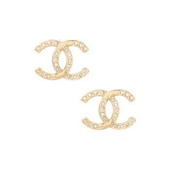 CHANEL Crystal Cc Logo Stud Earrings ABA157