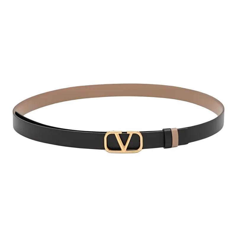 Valentino Leather Belts Women's Pink/Black Width 2CM-1