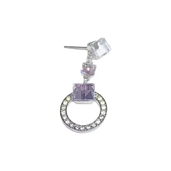 Swarovski Rhodium Plated Earrings Unisex Purple