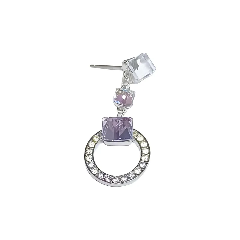 Swarovski Rhodium Plated Earrings Unisex Purple-0