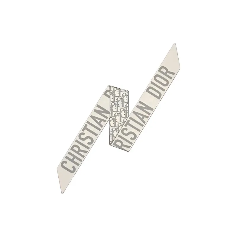 DIOR Silk Scarves Women's Gray/White-1