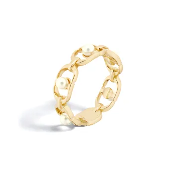DIOR Metal, Resin Pearl Rings Women's Gold