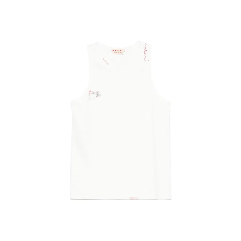 MARNI Ribbed Cotton Tank Top-0