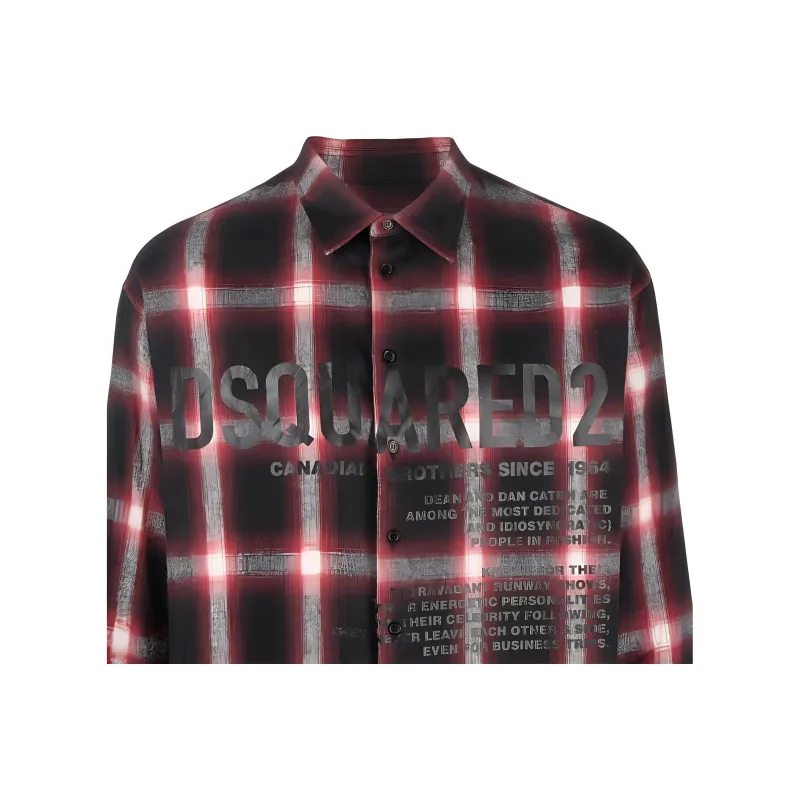 DSQUARED2 Logo print Checked Cotton Shirt-4