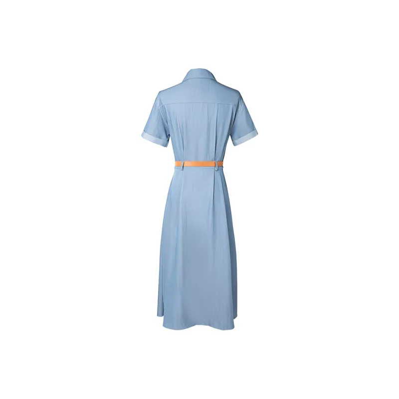 PLAY BUSH Short Sleeved Dress Women's Light Blue-1