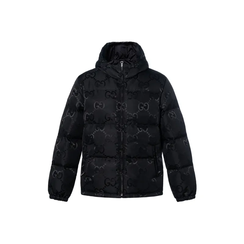 GUCCI Quilted Logo Jacquard Shell Hooded Down Jacket-0
