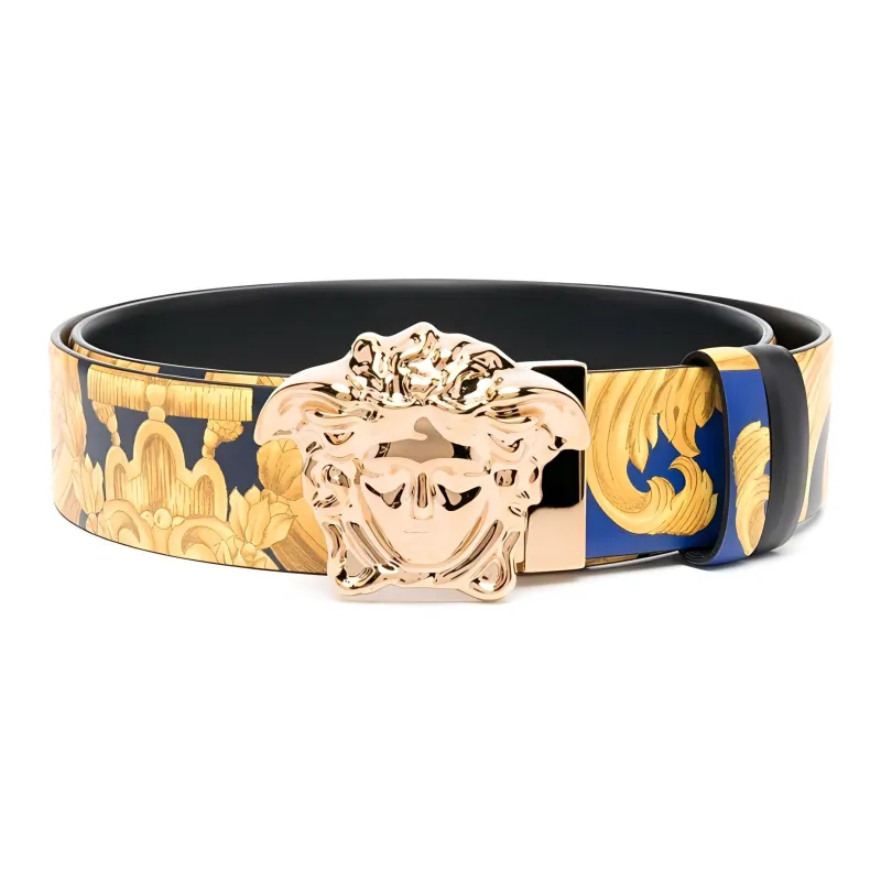 VERSACE Leather Belts Men Gold-0