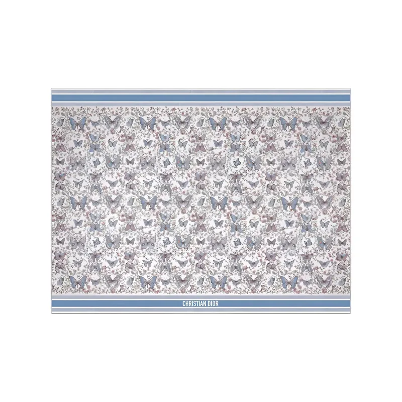 DIOR Cotton Knit Scarves Women's Blue White-0