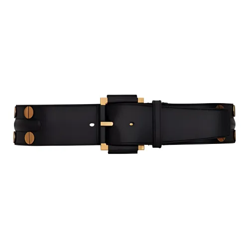 SAINT LAURENT Solid Color Decoration Pin Buckle Leather Belts Women's Black