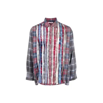 Needles Flannel Shirt Ribbon Wide Reflection Shirt