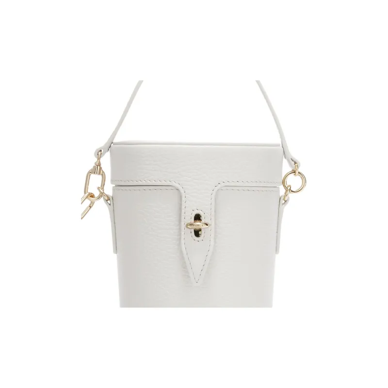 Furla Net Collection Grain Calfskin Bucket Bag, Portable Crossbody Bag, Shoulder Bag Mini Women's Cotton Candy White-2