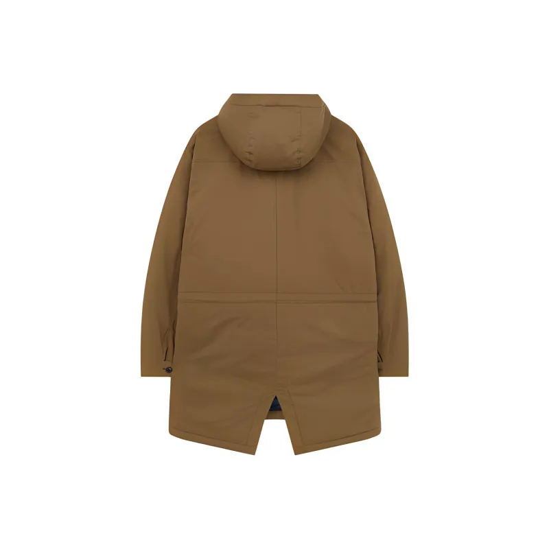 PS By Paul Smith FW21 Solid Color Hooded Loose Fit Mid-Length Puffer Jacket Men's Umber-1
