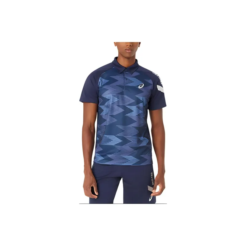 Asics A I M Dry Graphic Down Polo Shirt Polo Shirt Unisex Midnight Blue-0