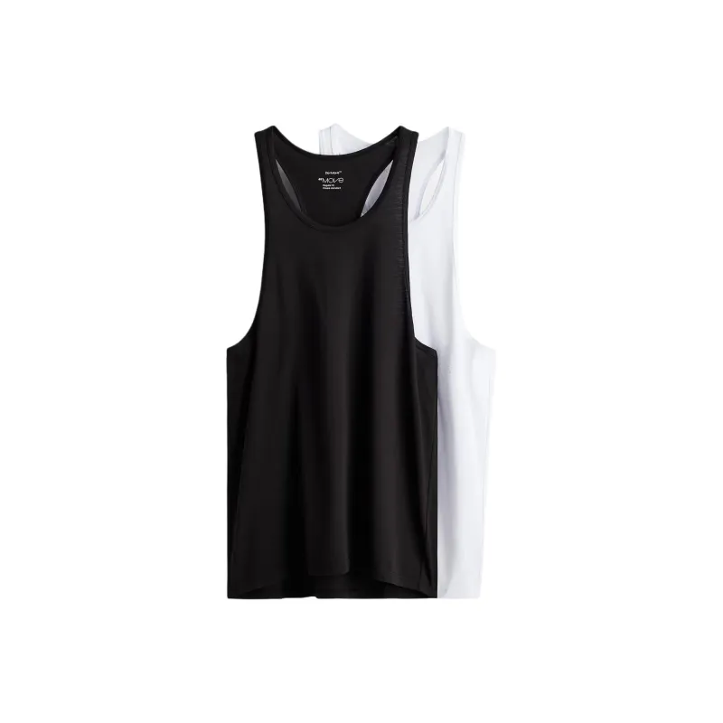 H&M Tank Tops Men 2 Pack Black+White-0