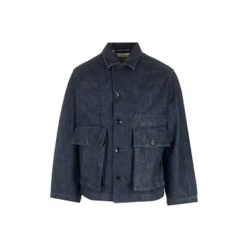 Lemaire Boxy Collared Button Up Denim Jacket